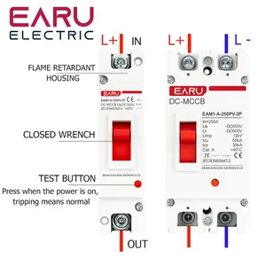 Interruttore Automatico Solare DC EARU MCCB Protezione da Sovraccarico Interruttore Protettore Fotovoltaico <span class=keywords><strong>PV</strong></span> 100A 125A 6ka Potenza di Interruzione EAM1 - Product Image 2