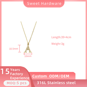 Collar <span class=keywords><strong>de</strong></span> Acero Inoxidable 316L Chapado en <span class=keywords><strong>Oro</strong></span> con Letra <span class=keywords><strong>para</strong></span> <span class=keywords><strong>Mujer</strong></span>, con Colgante <span class=keywords><strong>de</strong></span> Letra Inglesa Europea (26 Letras Disponibles), Cadena <span class=keywords><strong>para</strong></span> Clavícula - Product Image 6