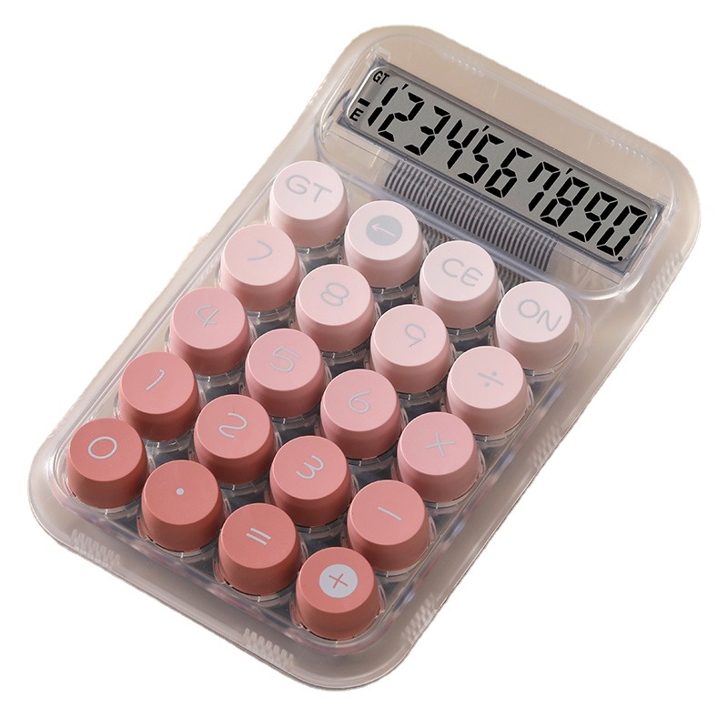 Latest Trending Product Cute Gradient Button Style Transparent Case Lovely School Accounting Use Electronic Calculator