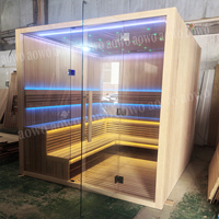 Sauna sec commercial pour salle de sport, capacité 8-12 personnes, avec poêle Harvia, centre de divertissement et de bien-être, éclairage LED chaud 2700K