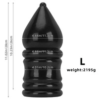 Plug anal noir multi-tailles extra-large HMPVC396 11cm, Godemiché géant, Fournitures pour fisting, Main anale extra-épaisse
