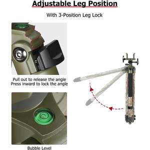 Trakiom Lightweight Aluminum Frame Tripod <b>Stand</b> with Integrated Clamp Head Clamping Rest Bubble Level-Flexible Camo Design - Product Image 2