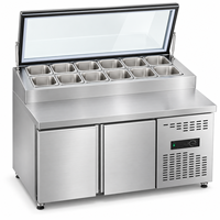 Réfrigérateur commercial en acier inoxydable 201 pour entrepôt frigorifique, comptoir de préparation, table de préparation de pizzas pour snack-bar