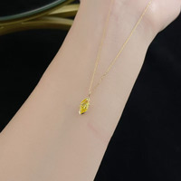 Collier pendentif en or jaune 18 carats avec diamant jaune fantaisie de laboratoire, minimaliste, ajustable, pour femme, tendance, avec breloque marquise