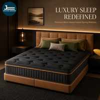 Matelas de luxe noir à ressorts ensachés, taille King Queen, qualité hôtelière, avec surmatelas, vente en gros OEM