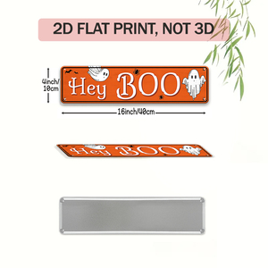 Letrero Metálico de Halloween con Diseño de Fantasma 'Hey Boo', Decoración Rústica para Pared, Ideal para Porche, Patio, Cafetería o Fiesta de Halloween - Product Image 2
