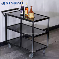 XINGPAI Chariot pliant en acier inoxydable à 3 niveaux Chariot de service pour hôtel Restaurant Service alimentaire Cuisines Traiteur Buffet Chariot