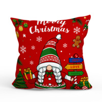 Housse de coussin décorative motif dessin animé rouge et vert, motif cadeau, pour Noël, décoration de la maison