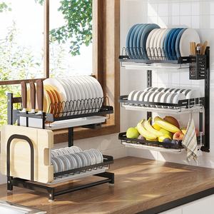 Nuevos utensilios <span class=keywords><strong>de</strong></span> 3 niveles, almacenamiento <span class=keywords><strong>de</strong></span> cocina, soporte único para colgar en la pared <span class=keywords><strong>de</strong></span> acero inoxidable, soporte para <span class=keywords><strong>cubiertos</strong></span>, plato <span class=keywords><strong>de</strong></span> lavado, <span class=keywords><strong>escurridor</strong></span> <span class=keywords><strong>de</strong></span> platos, estante <span class=keywords><strong>de</strong></span> secado - Product Image 2