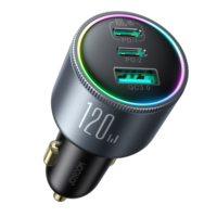 JOYROOM PD Chargeur rapide aluminium QC3.0 120W Chargeur double USB Chargeur de voiture pour téléphone portable