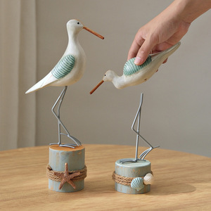 Ornement en bois Mouette 2 pièces, fait main, style souche d'arbre, décoration de salon thème côtier, figurine d'oiseau, décoration intérieure - Product Image 2