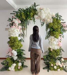 Fleurs <span class=keywords><strong>en</strong></span> soie rouges, arrangements floraux d'hortensias verts pour douche nuptiale, centre de table, fleurs blanches pour arches de mariage pour cérémonie - Product Image 4