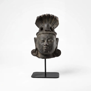 Shiva Lingam avec Nandi et Serpent |   Réplique d'artefact sacré hindou du 13ème au 15ème siècle - Product Image 1