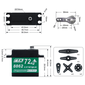 8862 PTK Servo digitale De Alto Par De 70g Caja De Cambios De <span class=keywords><strong>Ala</strong></span> Fija Para Modelos De Coches RC Engranaje De Acero Metal - Product Image 3