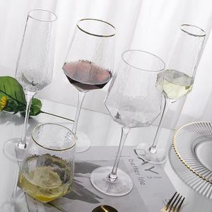 Óculos de vidro martelado, óculos para vinho martelado, em forma de diamante, dourado/prateado, 2020 - Product Image 3