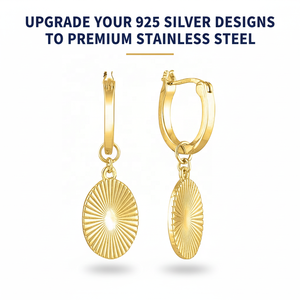 Boucles d'oreilles indiennes les plus vendues, plaquées or 18 carats et 14 carats, en acier argenté, longues, style <span class=keywords><strong>Tory</strong></span> <span class=keywords><strong>Burch</strong></span>, avec disques brillants, pendantes pour hommes - Product Image 1
