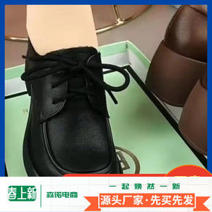 2025 Spring Autumn British Style Women's Genuine Cowhide Leather Loafers Medium High Heel <b>Lace</b>-Up Chunky <b>Shoes</b> with Thick Heel - Product Image 3