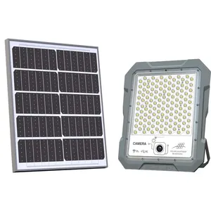 500W IP65 <b>Solar</b> Security Flood Light <b>Camera</b> Aluminum Spotlight Waterproof Outdoor Garden Landscape Road Light 6500-7500K 2535lm - Product Image 1
