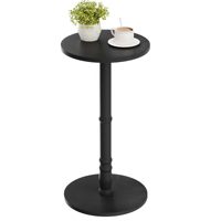 Ensemble de deux tables d'appoint rondes hautes noires avec pieds tournés pour salon, chambre à coucher, décoration moderne minimaliste