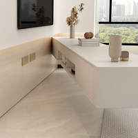 Meuble TV de couleur blanc laiteux, meuble TV suspendu en bois massif et ensemble table basse, décoration murale moderne et simple