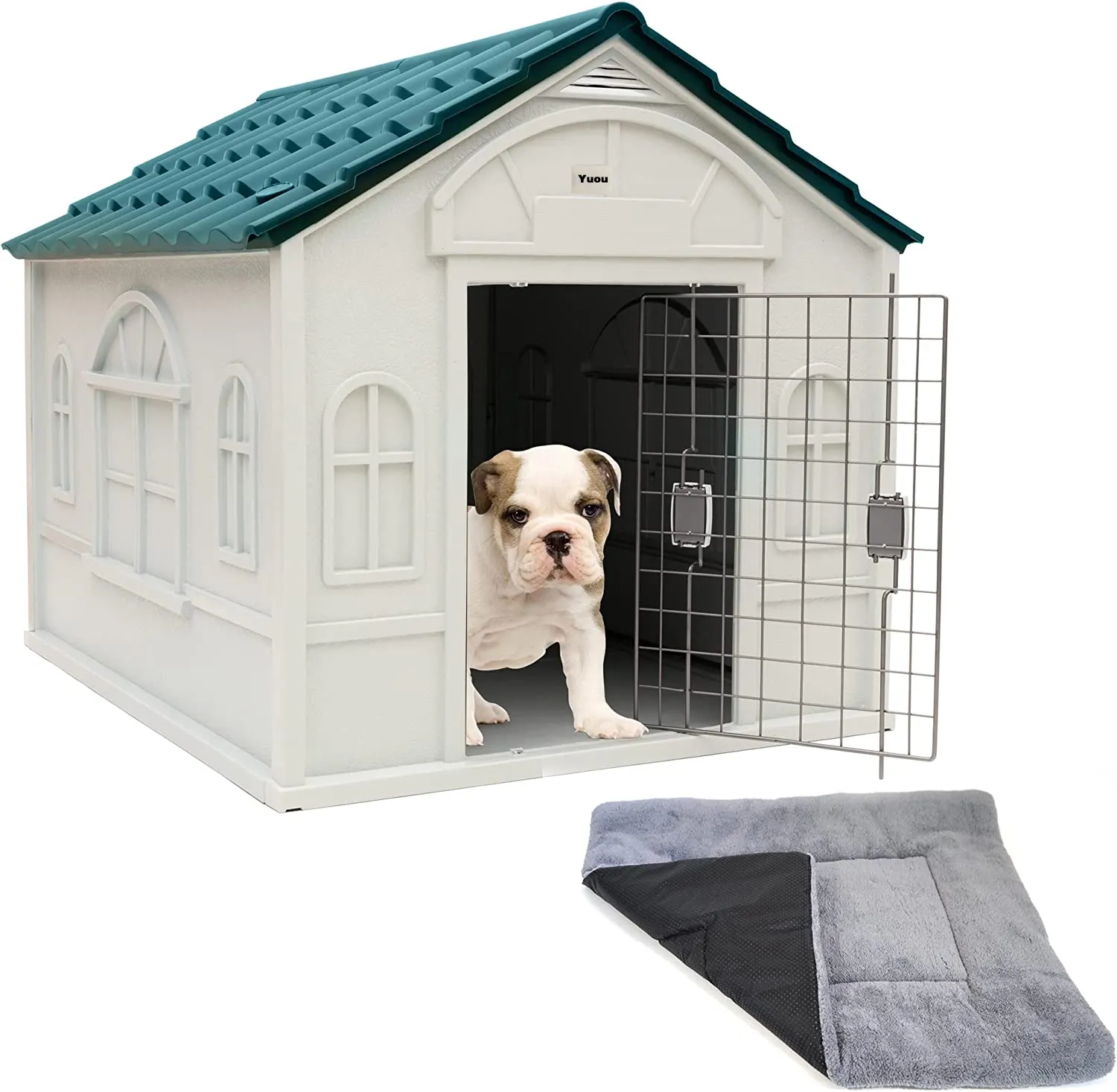 Custom Modern impermeable desmontable al aire libre de plástico para interiores casetas de mascotas Casa de perro con puerta