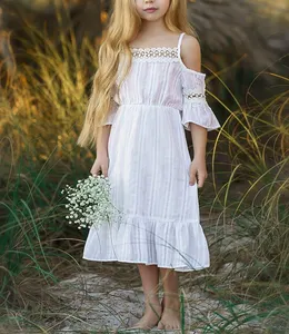 أزياء الصيف تنورات أطفال بلا أكمام فستان قطني بناتي