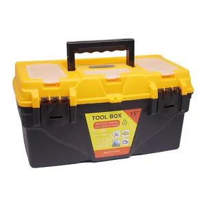 Household 15 polegadas plástico Tool Box com bandeja removível e espaço de armazenamento para pintura ferramentas, ferragens, peças pequenas,