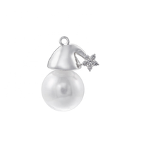 Breloques en Cuivre 18K Thème Noël, Zircon, Perle, Chapeau de Père Noël, Clochette, Pendentif pour Fabrication de Bijoux DIY