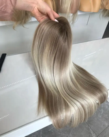 Extensions de cheveux MONO de haute qualité, couleur blonde avec racines, pour femmes souffrant de cheveux clairsemés, différentes tailles, clip-in, postiche, frange