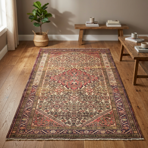 Tapis artisanal noué à la main en mélange de laine et de coton, design vintage luxueux, 9'9 x 5'3, origine Qom, antidérapant, poils moyens - Product Image 3