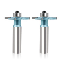 Brocas de Fresado para Ranurado Tipo T de Carburo de 6 mm, 12 mm, 1/4, 1/2 Pulgadas, con 4 Cuchillas y Rodamiento para Trabajar la Madera