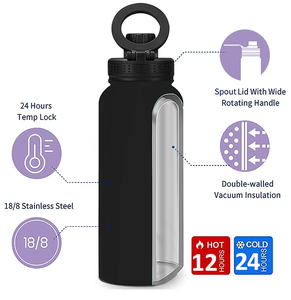 Bouteille d'eau de sport à double paroi en acier inoxydable sans BPA étanche avec support de téléphone magnétique pour la salle de sport, les sports et les voyages - Product Image 4