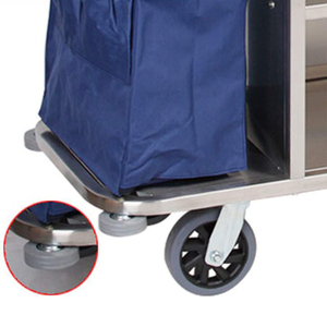Chariot de ménage hôtelier robuste à 4 niveaux, grande capacité, pour le stockage du linge, avec roulettes silencieuses, pour hôtels, motels et complexes hôteliers - Product Image 5