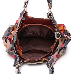 Bolsos de Mano de Cuero Andong para Mujer, Bolso de Moda de Cuero Vacuno Genuino, Bolsos Tote Multicolores con Diseño Calado 1286 - Product Image 5
