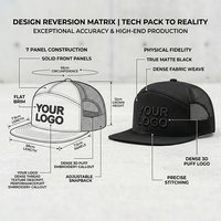Gorra Trucker Premium de 7 Paneles con Visera Plana y Parche de Cuero Personalizado, con Panel Frontal sin Costuras para Promoción de Marcas de Ropa Urbana
