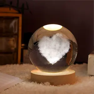 Crystal Lamp Glowing Planetary Night Light Crystal Ball Night Lights Bedside Light Home Decor Christmas Gift Night Lamp