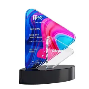 उत्कृष्ट स्टाफ वार्षिक बैठक पुरस्कार ट्रॉफी के लिए अनुकूलित नया एम्बॉस्ड ग्लास पुरस्कार - Product Image 6