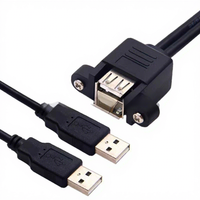 Kabel Ekstensi USB 2.0 Tembaga Berlapis Ganda USB A-ke-A Lubang Sekrup Pria Pemasangan Aman untuk Transfer Data Hard Drive Eksternal