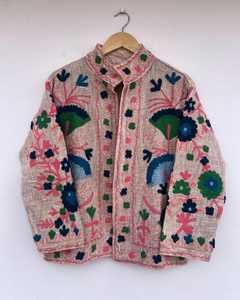 TNT Fabric Embroidered Suzani <b>Jacket</b> Floral Boho Cotton Blend Coat Gift For Her - Product Image 1