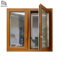 Ventanas abatibles de madera revestidas de aluminio Ventanas de inclinación y giro Impacto de huracán Ventanas de madera de aluminio a prueba de calor doble templado
