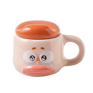 Taza de cerámica Big Fool con tapa, juego de dos piezas, diseño de dibujos animados, linda taza de café para regalo - Product Image 4