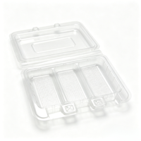 Boîte en plastique transparente rectangulaire en PET, écologique et alimentaire, pour la vente en gros, avec 3 mini-piques à sucre légères et tendance