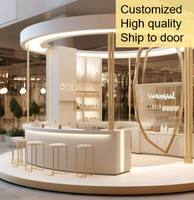 Meishi China Großhandel Parfüm-Verkaufskiosk Einkaufszentrum Kleine Weiße Goldene Regale Vitrine Möbel Ausstellungsregale Hohe Qualität