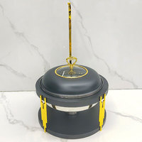 Chauffe-plat de luxe en acier inoxydable noir 8L pour location de mariage, chauffage au combustible, équipement de service de buffet pour événements, suspendu
