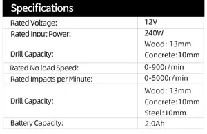 Hochwertige Bohrmaschine 12V elektrische Batterie Power Bohr hammer Akku-Bohrmaschine