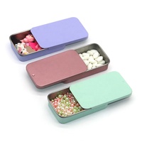 Nouveau produit baume à lèvres coulissant boîte en fer blanc rectangulaire en relief métal petit plateau coulissant Mini boîtes en métal pour bonbons à la menthe