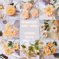 YOPIN-7662 Champagne Kleur Serie Realistische Bruiloft Decoratie Simulatie Bloemenarrangement Beige Rose Pioen Kunstbloemen