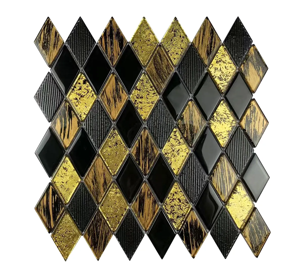 Crystal glass plating mosaic metal mosaic gold mirror background wall with tiles