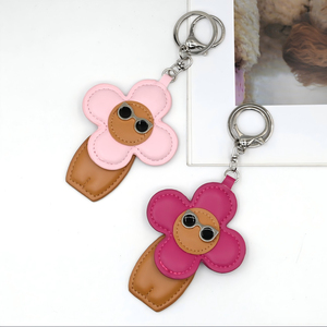 QYS Cute PU Leather Flower Keychain Colorful Floral Bag <b>Charm</b> Fashion Key Ring Handbag Decoration Gift - Product Image 1