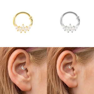 ROXI 18k <b>Gold</b> Plated 925 Silver Horse Eye Zircon <b>Nose</b> Ear Cartilage Septum Rings Earring - Product Image 5
